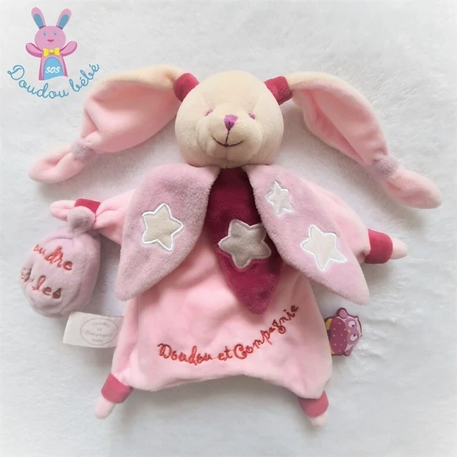 Doudou Marionnette Lapin chouette ça brille rose DOUDOU ET COMPAGNIE (2 dispos)