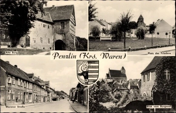 Ak Penzlin in Mecklenburg, Alte Burg, Platz des Friedens, Warener... - 3595461