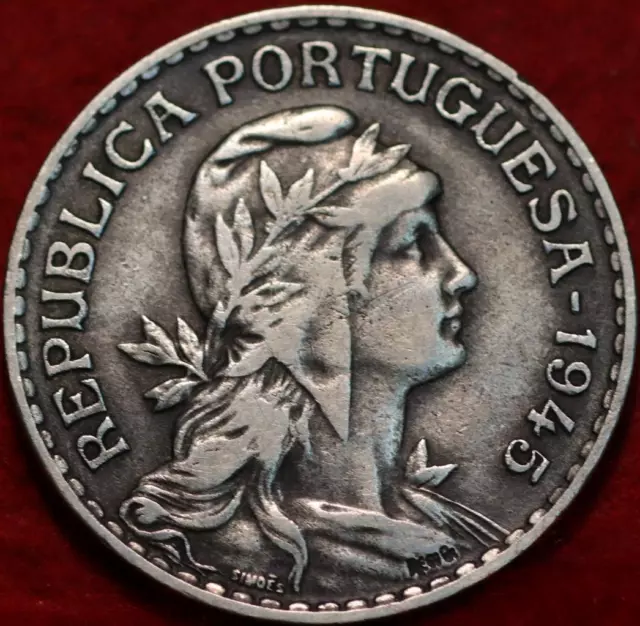 1945 Portugal 1 Escudo Silver Foreign Coin