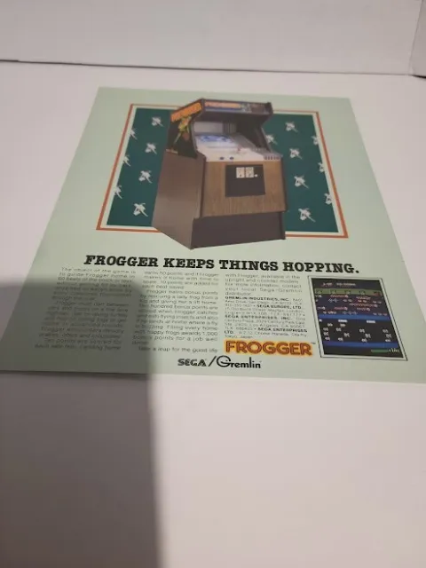 Flyer  SEGA,FROGGER 1981  Arcade Video Game advertisement original see pic
