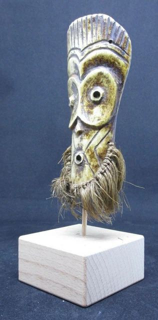Rare Old BEMBE Miniature Owl Mask Pendant Amulet - Belgian CONGO - late 1800