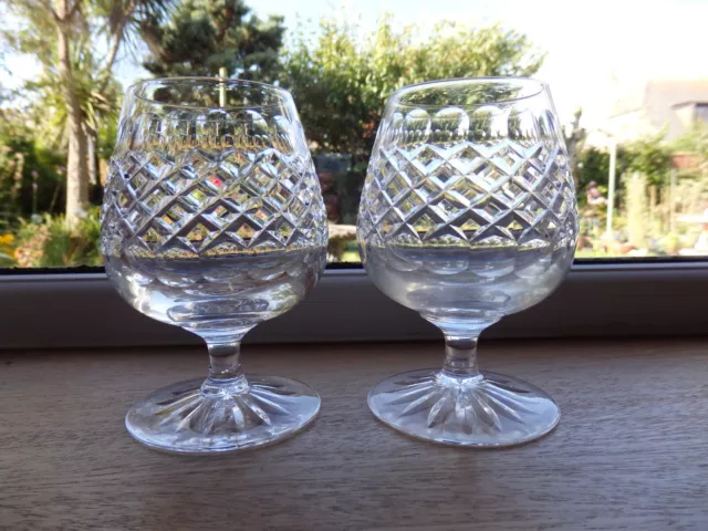2 Vintage Edinburgh Crystal Brandy Balloon Glasses 'Braemar'  Made In Scotland