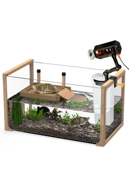 Turtle Aquarium Kit Aquatic Turtle Tank with filter and light + Basking Platform