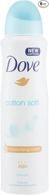 Dove Desodorante Antitranspirante Spray, Cotton Suave, 6 Piezas De 150ML