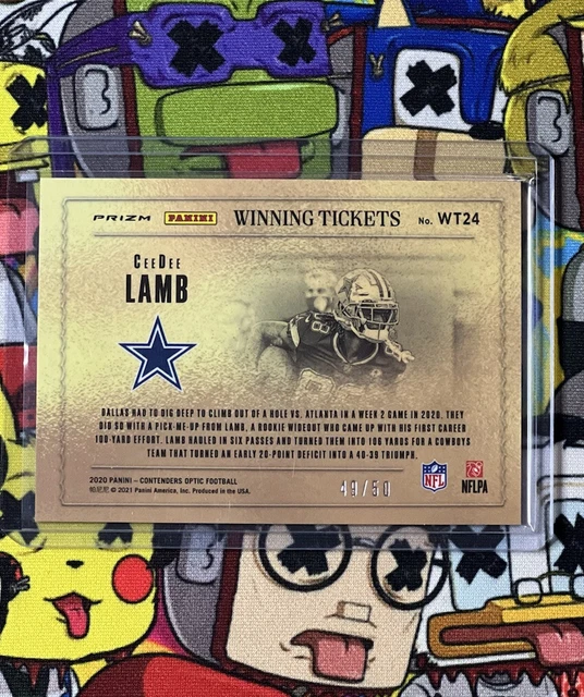 Ceedee Lamb 2020 Contenders Optic Winning Tickets Orange Prizm Rc  49/50 Cowboys 2