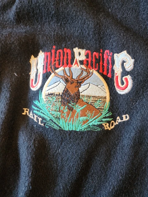 Vtg Union Pacific Railroad Horizon Leather Varsity lettermans Jacket Large black 2
