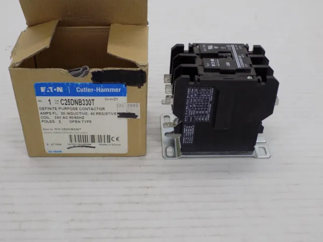 Eaton C25DND330T Definite Purpose Contactor 3P 30A 24VAC