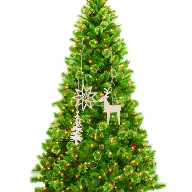 3 teile / satz Weihnachten Hängende Ornamente Hohl Holz Schneeflocke Baum Deer