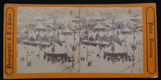 Photo 1880 stéréo PARIS LA fête de Saint-Cloud stereo vintage albumine