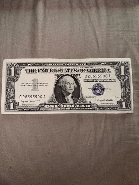 One Rare Blue Note Seal 1957 1 Dollar Bill Silver Certificate Series A