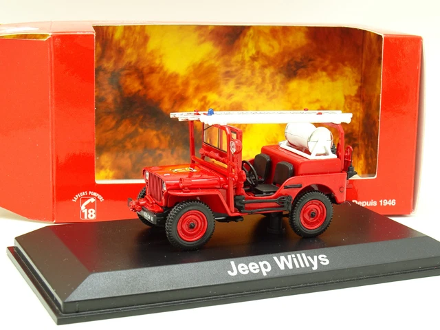 Miniature Jeep CJ5 Pompier Burago à L'échelle 1/43 - Occasion (modifiée)