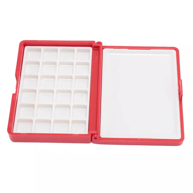 (Red Box 24 Grids)Portable Watercolor Box Easy To Use Easy To Clean