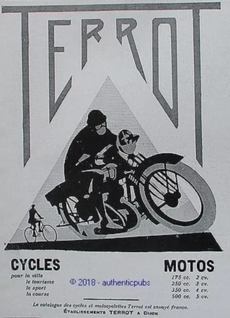 Publicite Terrot Cycles Velo Motos Motard Dijon De 1929 French Ad Pub Rare