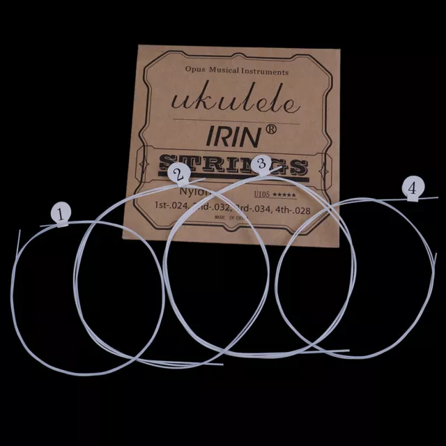 4 piezas / Juego de cuerdas de ukelele blanco nailon U105 AECG sintonía ukelele cuerda EBA.AU ZEL