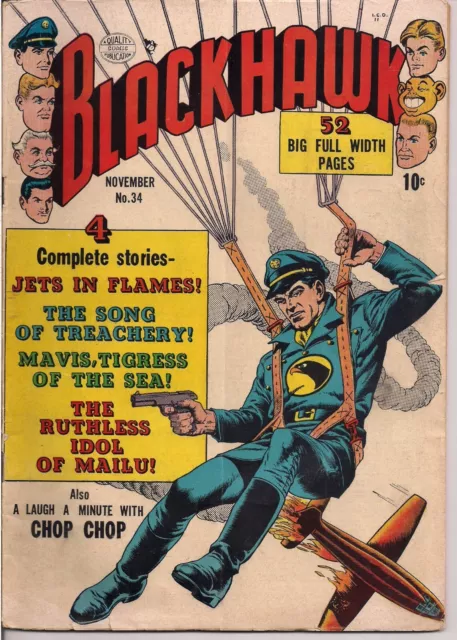 Blackhawk #34 Quality Comics 1950 VG 4.0 pre-code war book