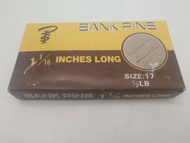 Bank Pins 1/16 inches long Size 17 1/2 lb in original box Spartan Heavy Duty