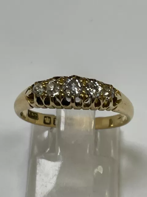 Superb Antique Victorian 18 Carat Yellow Gold 5 STONE DIAMOND Ring B/Ham 1900