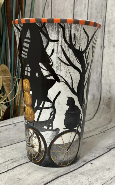 222 Fifth Halloween Tall Coffee Latte Mugs Porcelain Bicycle Skeleton 222 Fifth 2