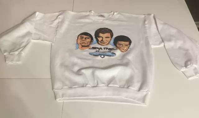 T Jays Vintage XL White Star Trek Long-Sleeve Sweatshirt - Preowned