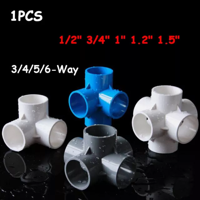 1pc PVC 3/4/5/6-Way Elbow Connector Pipe Fittings 1/2" 3/4" 1" 1.2" 1.5" 3 Color