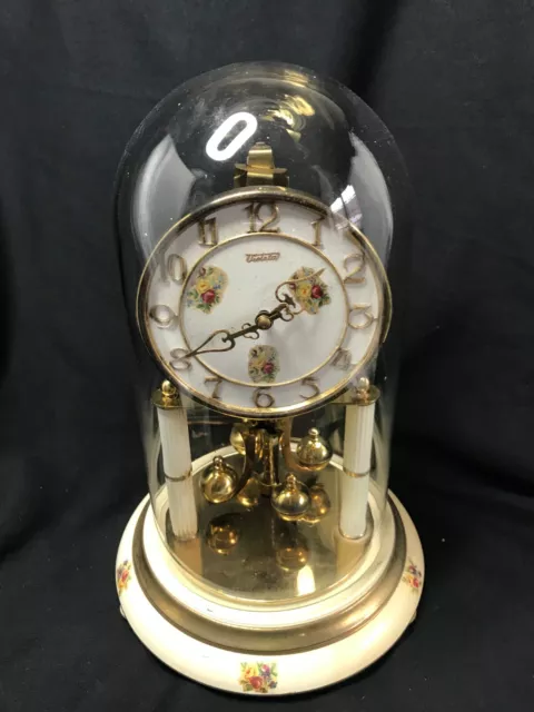 Large, Vintage, German, Glass Domed Anniversary Clock by VIOLETA for Restoration