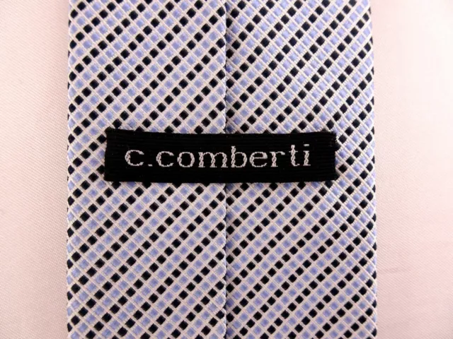 WIE NEU - Schmale Krawatte von C. COMBERTI, Blau Schwarz Weiß, 100% Seide 3