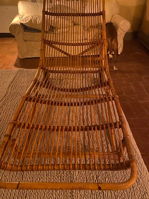 chaise longue in bambù anni 1950
