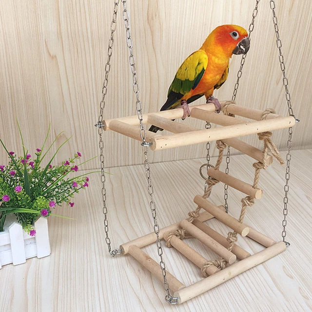 Accesorios de jaula de juguete para pájaros escalera escalada hamaca periquito juguetes hámster