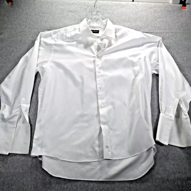 David Donahue Dress Shirt Mens 17 34/35 TrimFit White Button Up Work French Cuff