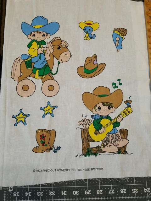 Rare 4 Precious Moments Cotton Fabric Panels 1993 SPECTRIX  17"x14" Each