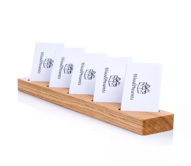 Vertical multiple business card holder Craft show display Wooden desk organizer
