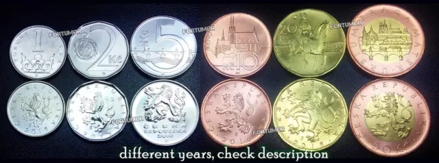 Czech Republic Unc Set Of 6 Coins 1 - 2 - 5 - 10 - 20 - 50 Korun 2020 2021 2022