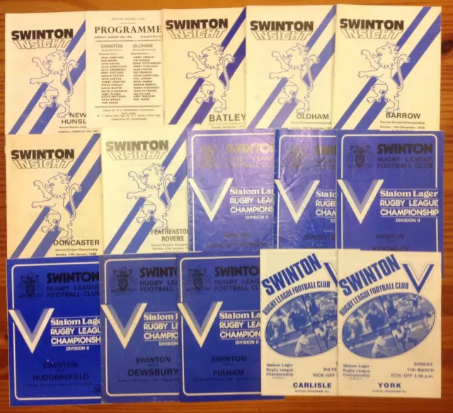 Swinton Rugby League Programmes 1980 - 2016