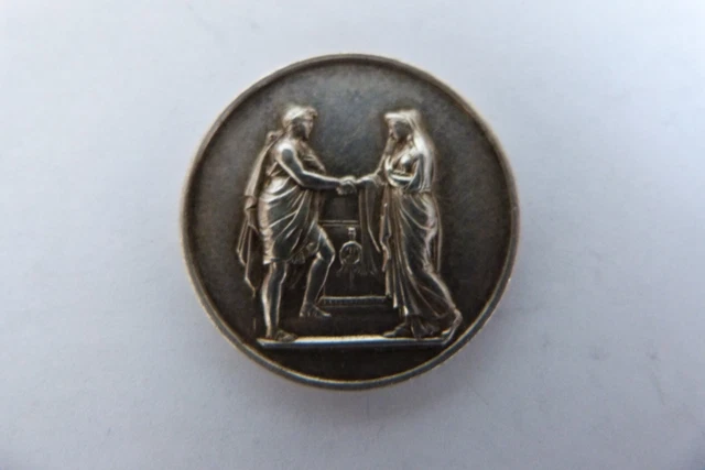 Jolie Médaille De Mariage Ancienne En Argent – XIXe Siècle, Fabrication Française – Pièce De Collection Romantique