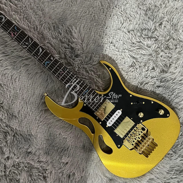 7V Electric Guitar,Metallic Gold Color,FR Bridge,Gold Hardware,Black Pickguard