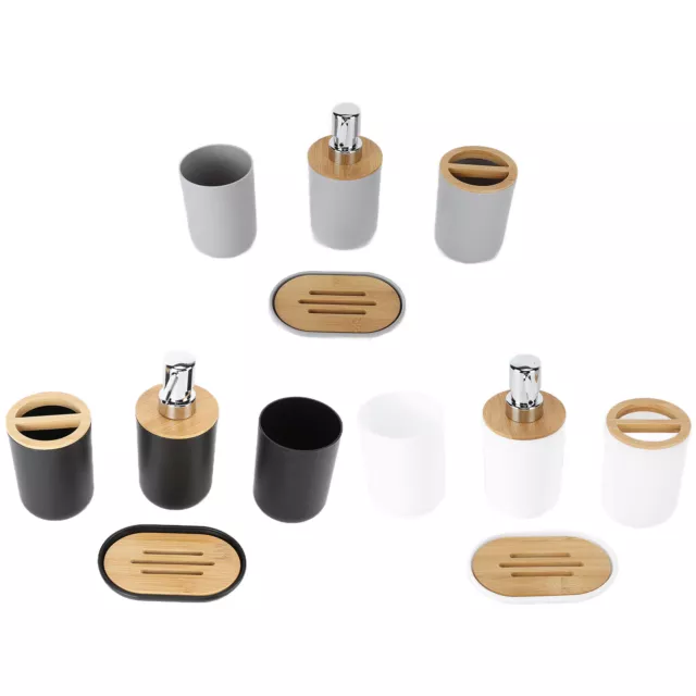 4X Juego de accesorios de baño Bambú impermeable duradero taza cepillo de dientes para el hogar QT