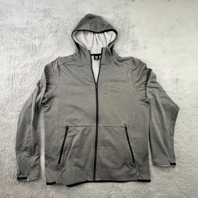 REI Coop Hoodie Sweatshirt Gray MensLarge Lightweight Logo Full Zip Waffle