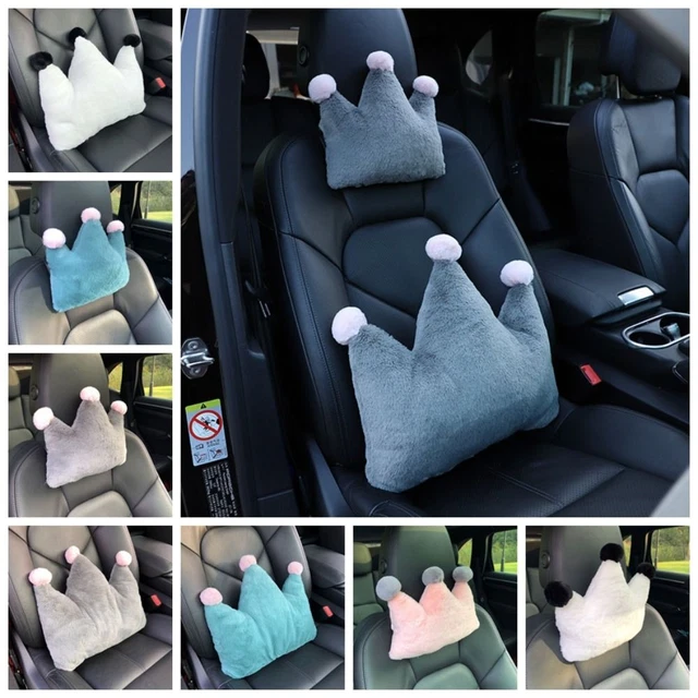 Plush Crown Car Plush Headrest Crown Car Waist Pillow  Car Interior Ornaments