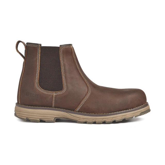 APACHE MENS SAFETY Dealer Boots Brown Aluminium Toe Cap Waterproof UK 6