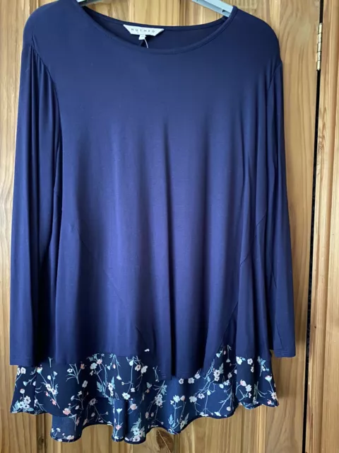 Ladies Nutmeg Navy Floral Top Size 14 BNWT