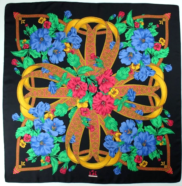 Foulard En Soie ANNE DE SEVIL Vintage - Ivoire, 82x85 Cm, Occasion
