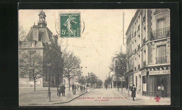CPA Parc St-Maur, Avenue Victor-Hugo and the Town Hall 1910