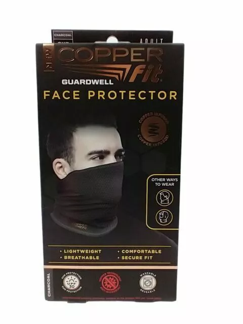 Face Mask Copper Fit Guardwell Neck Gaiter Charcoal Grey adult one size