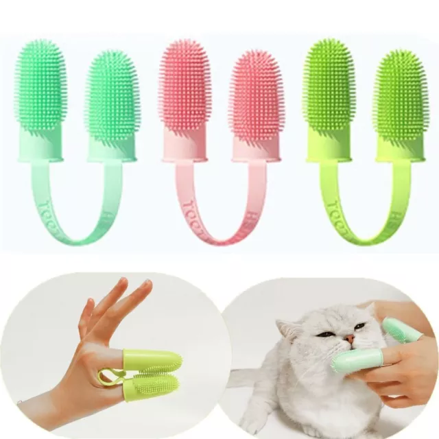 Double tête Brosse à dents de doigt Soins des dents Soins dentaires