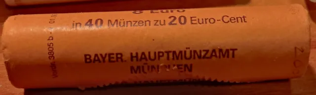 Germany 20 cent cents 2003 Letter D Munich Euro Original Roll total 40 coins UNC