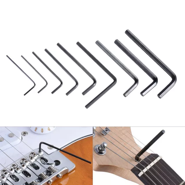 9pcs Hexagon Allen Wrench Key Hex Wrench Bass Guitar Neck Truss Rod