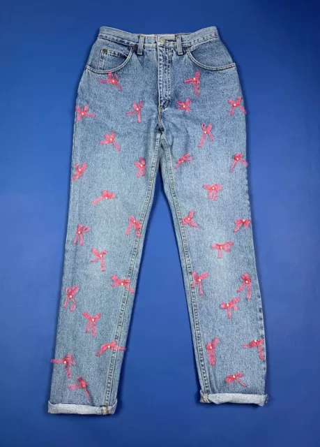 Pacific trail jeans donna usato custom fiocco W28 tg 42 denim boyfriend T3161