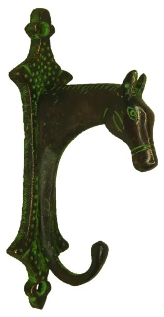 Green Horse Antique Style Handmade Brass Cup Key Cloth Hanger Wall Mounted Hook 10