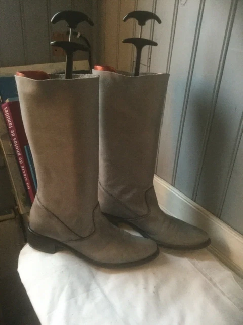 Bottes ANDRE à Talons Et Lanières En Cuir – Taille 39 – Occasion Très Bon état