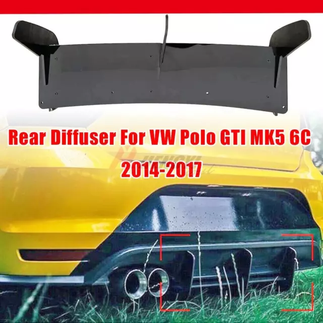 DIFFUSORE POSTERIORE NERO Per VW Polo 5 MK5 GTI 2014-2017 Grembiule posteriore